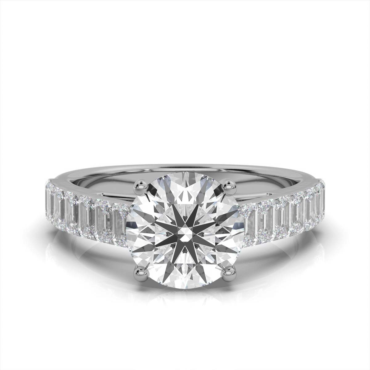 18K Solid Gold 2 CT Round Shape Lab-Grown Diamond Engagement Ring