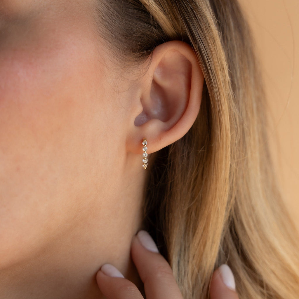 Solid Gold Diamond Huggies Earring