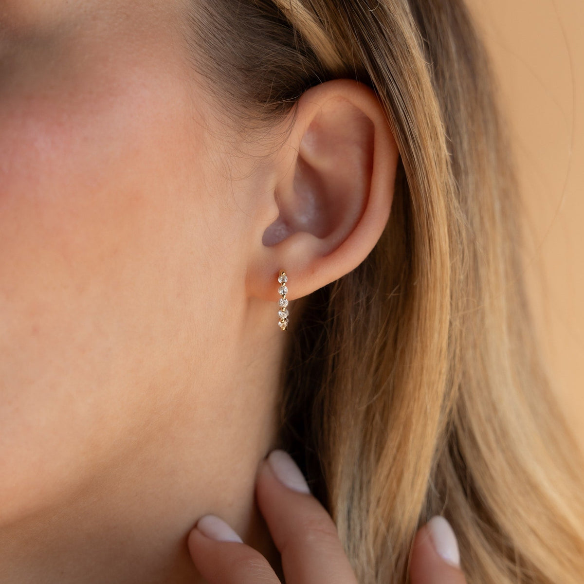 Solid Gold Diamond Huggies Earring