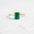 Solid Gold Solitaire Emerald Ring