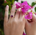 14K Solid Gold Garnet Engagement Ring
