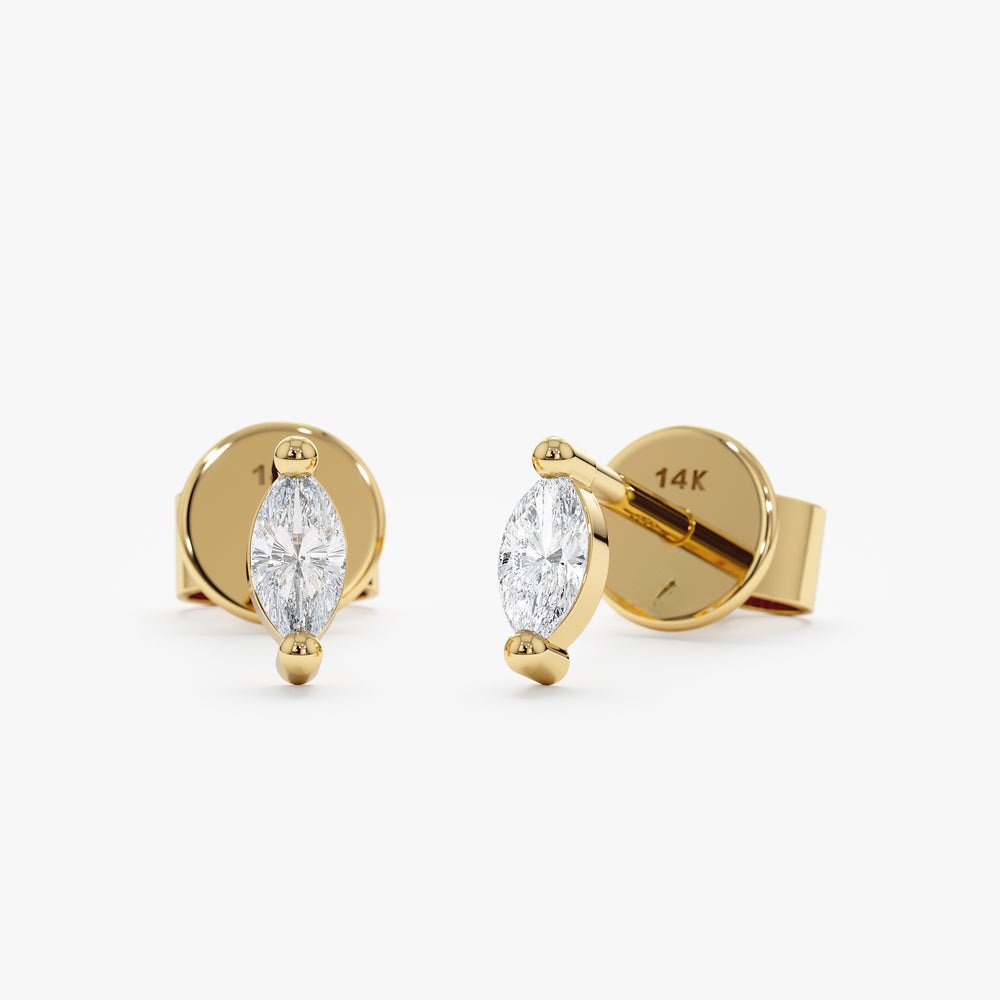Solid Gold Marquise Diamond Studs