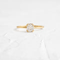 Solid Gold Threaded Ring, 0.5ct Rectangular Cushion Cut Diamond