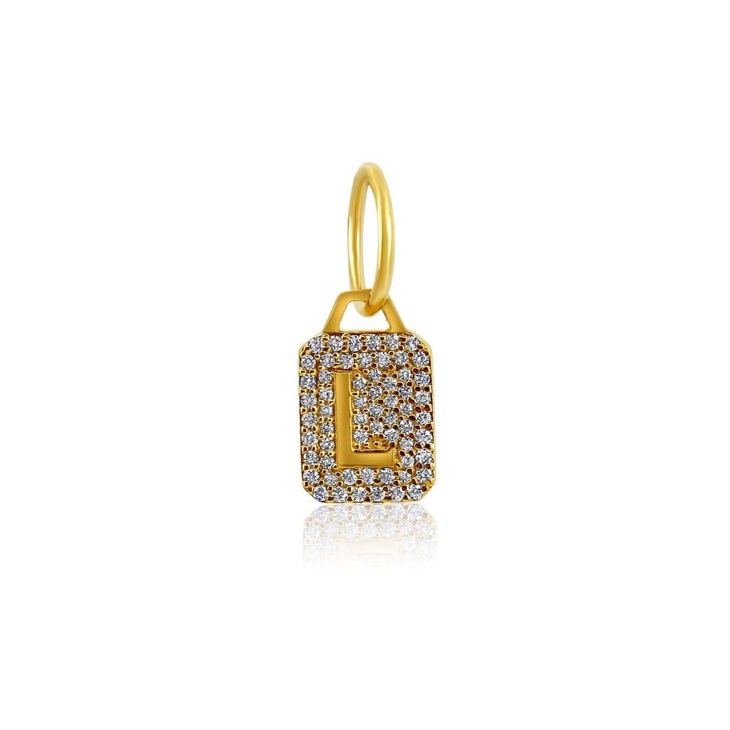 Solid Gold Pave Diamond Mini Initial Charm
