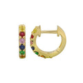 Solid Gold Multi Sapphire Hoop Earrings