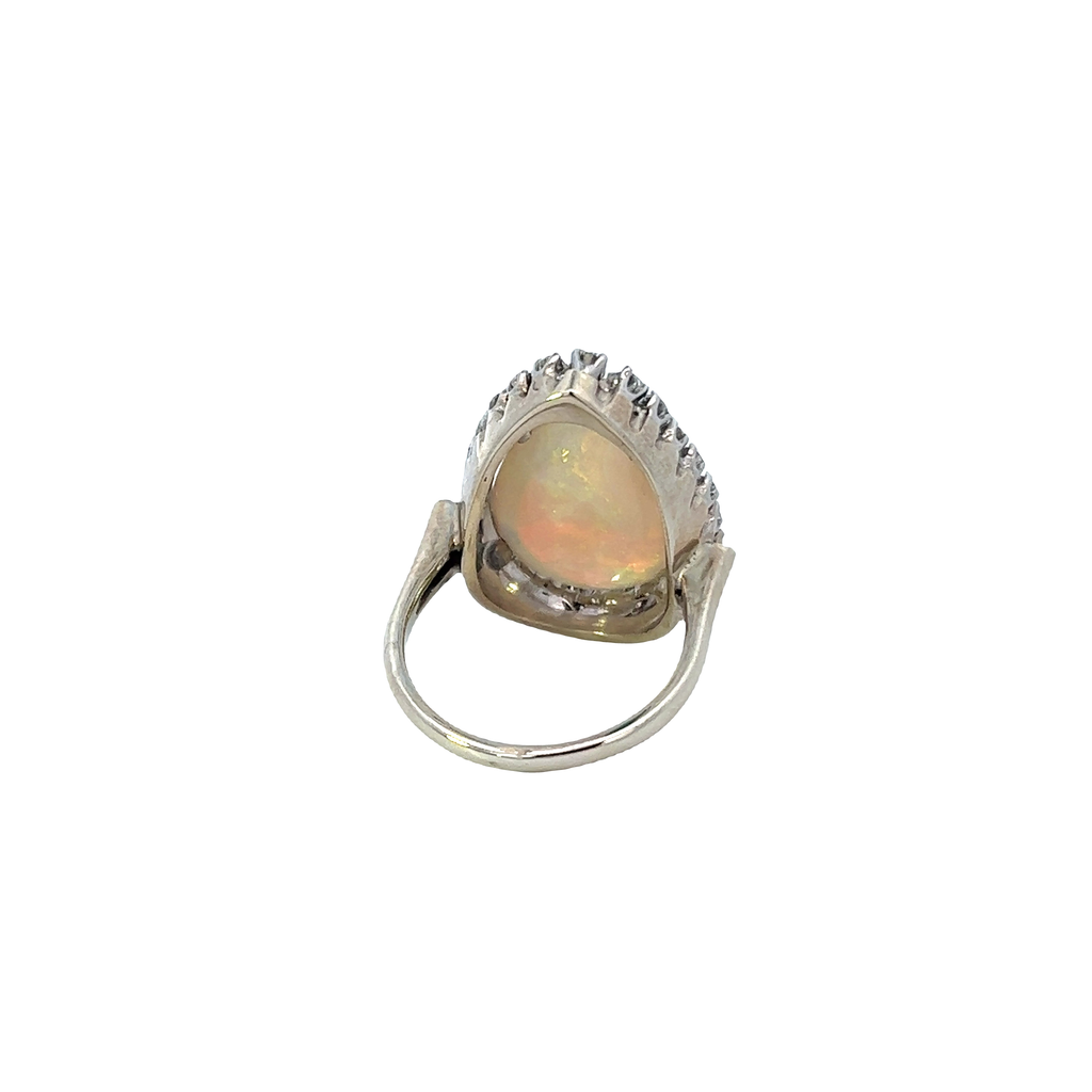 18K Solid Gold Opal Diamond Ring - Style B