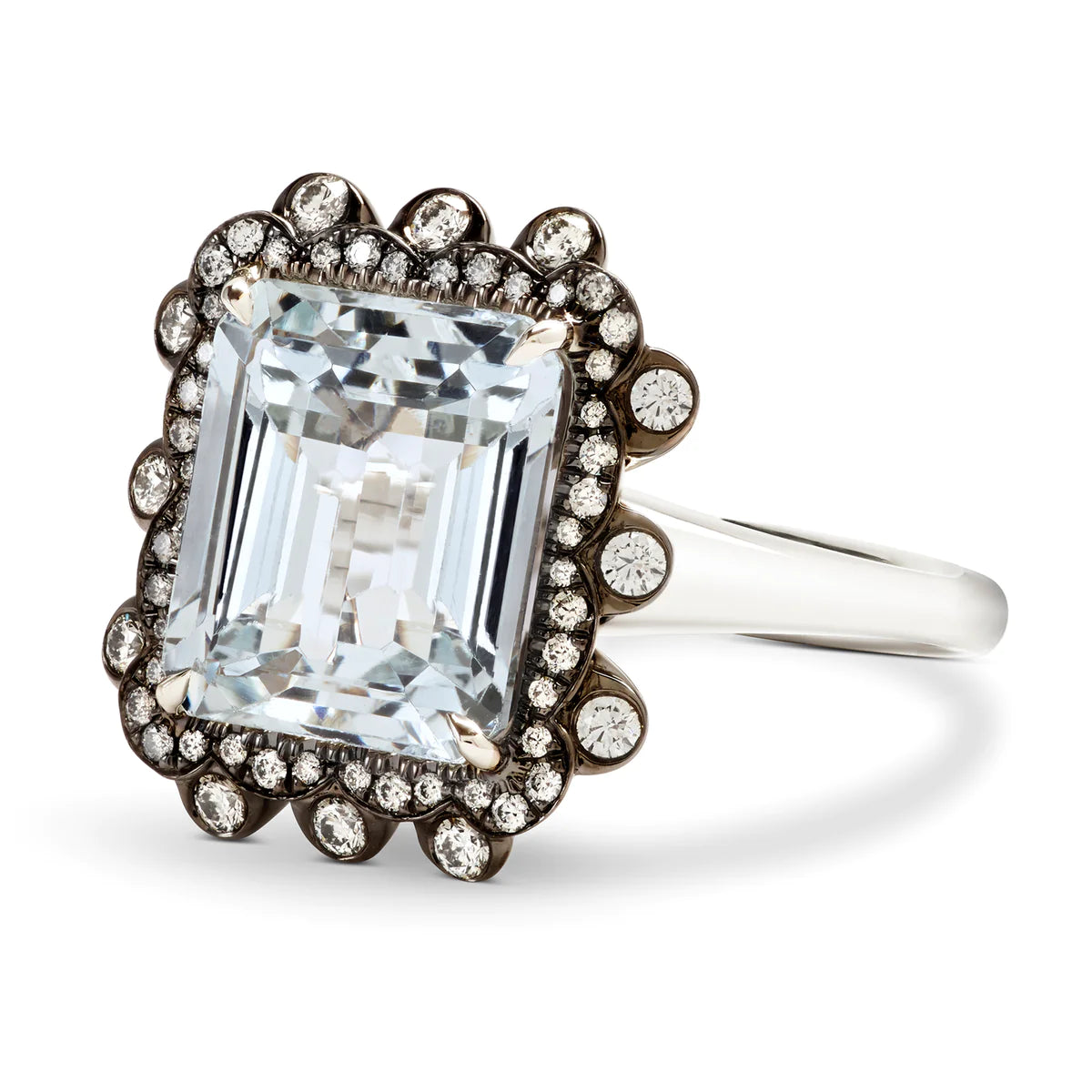 Solid Gold Medici Aquamarine And Diamond Cocktail Ring