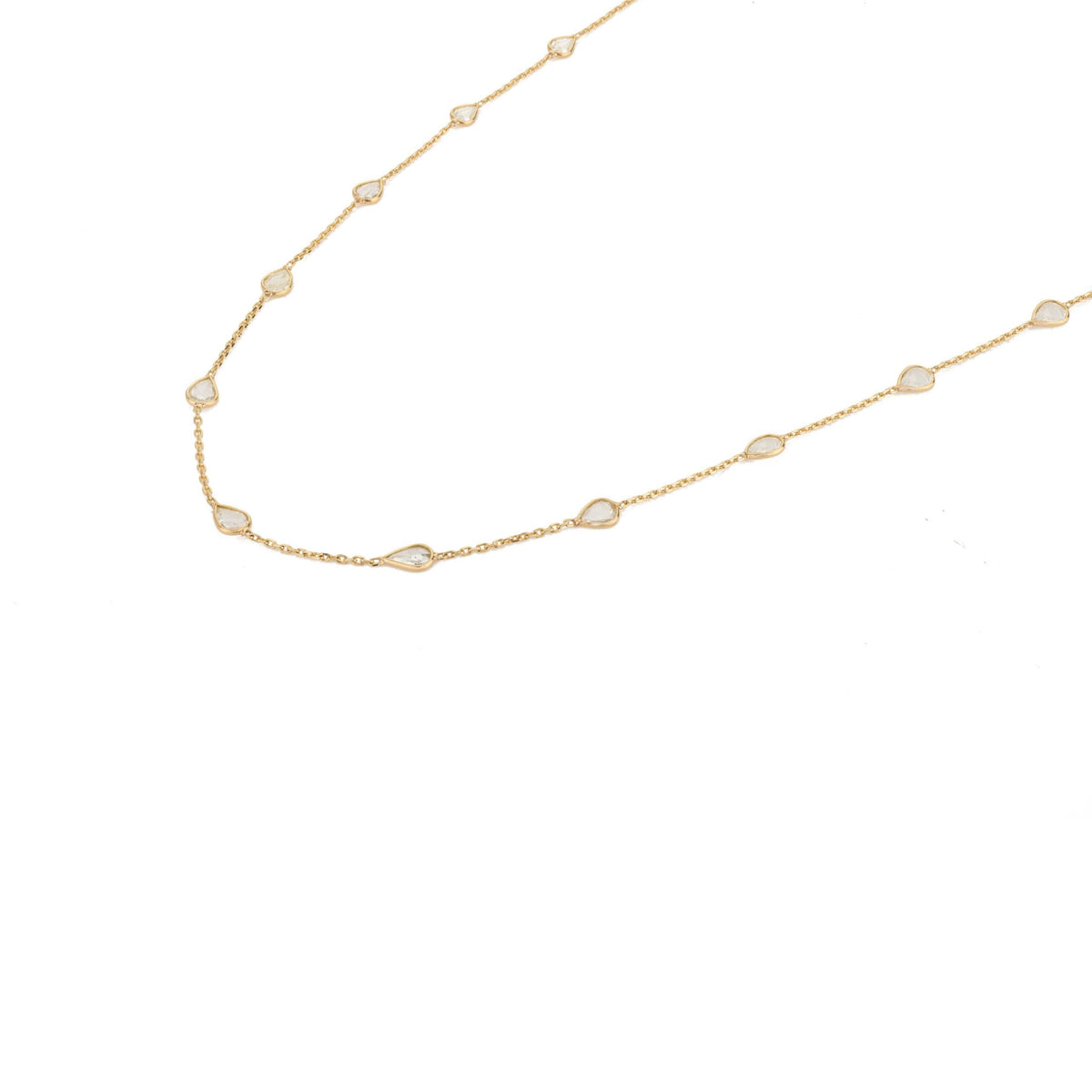 Solid Gold Uncut Diamond Station Necklace