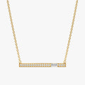 18K Solid Gold Baguette Diamond Bar Necklace - Style A