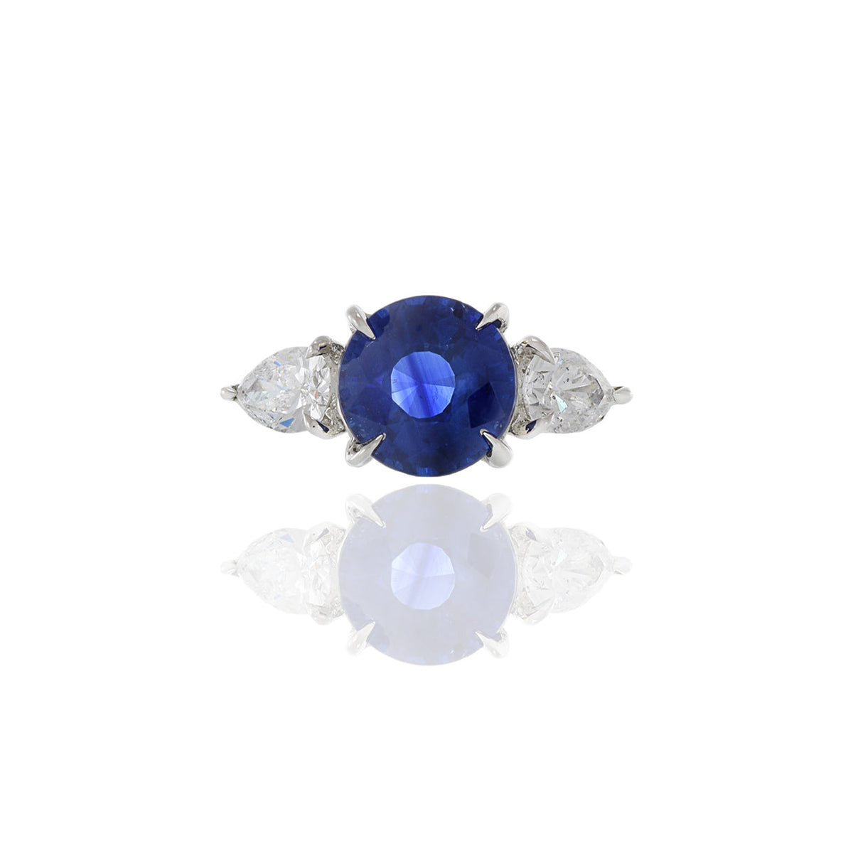 Solid Gold Platinum 3.64CT Ceylon Blue Sapphire and Diamond Ring