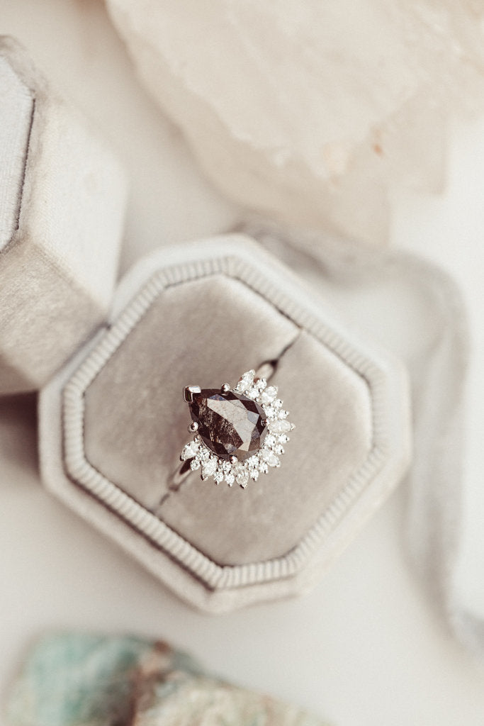 Solid Gold The Pave 1.73 ct Pear Galaxy Diamond Ring (28E2CA)