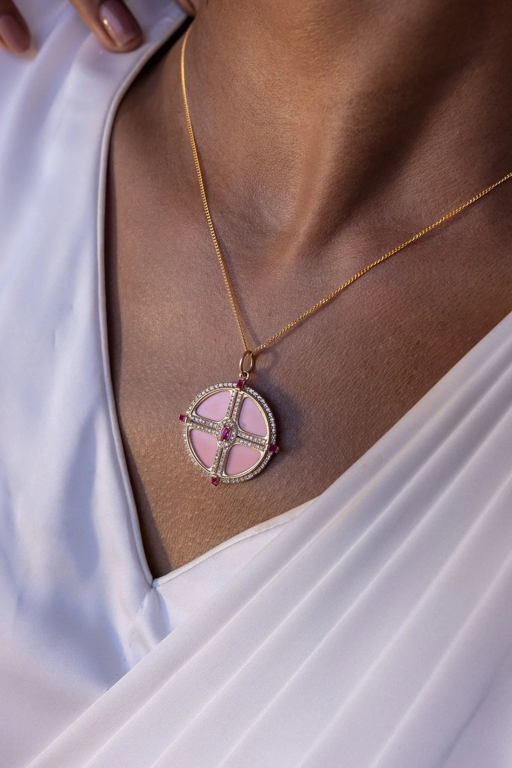 Solid Gold Opal Pendant Necklace