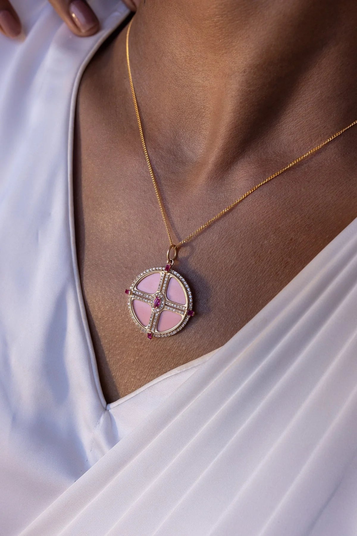 Solid Gold Opal Pendant Necklace