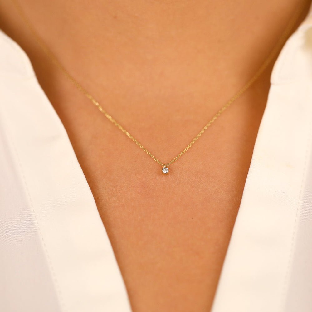 Solid Gold Solitaire Diamond Necklace