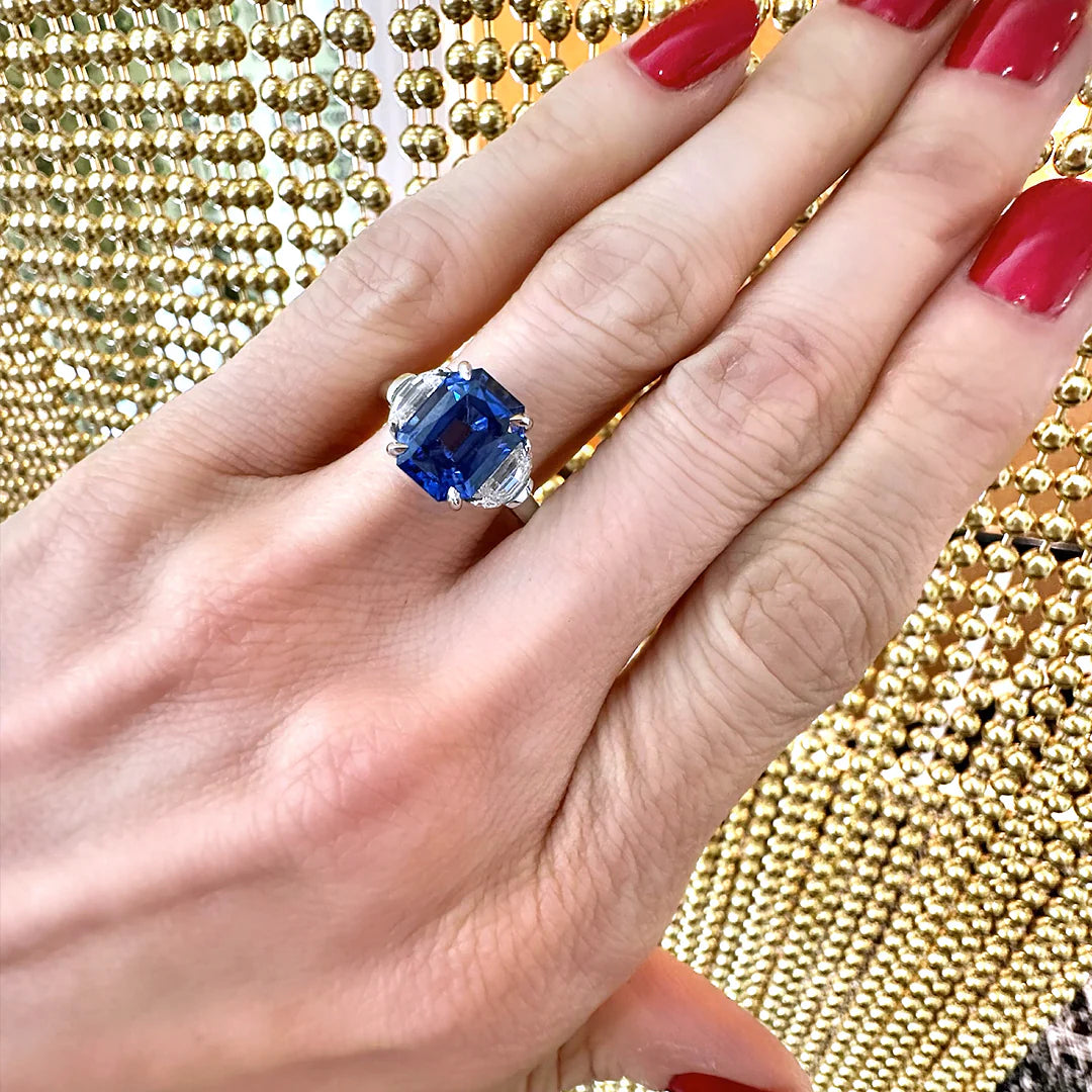 Solid Gold Natural Blue Sapphire Engagement Rings