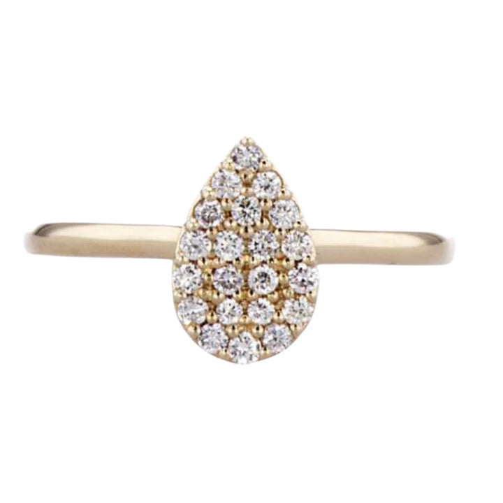 Solid Gold Raindrop Diamond Ring | Pear Shape Diamond Ring