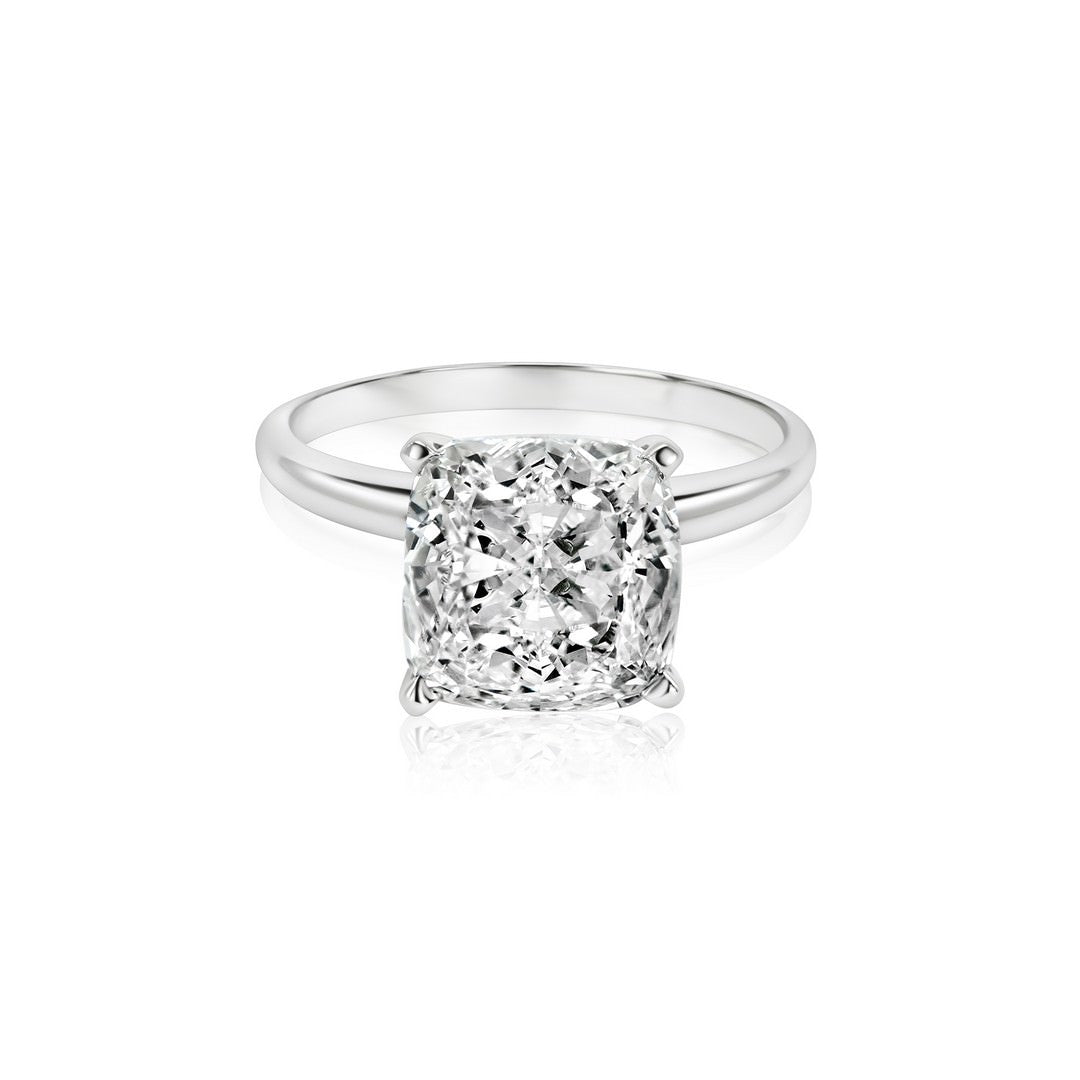 Solid Gold 5ct Cushion Lab Grown Diamond Engagement Ring