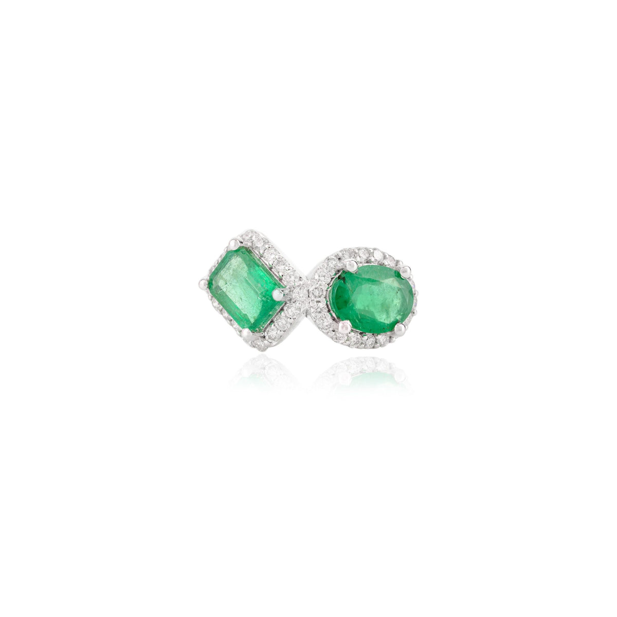 Solid Gold Emerald Diamond Toi et Moi Ring (669606)