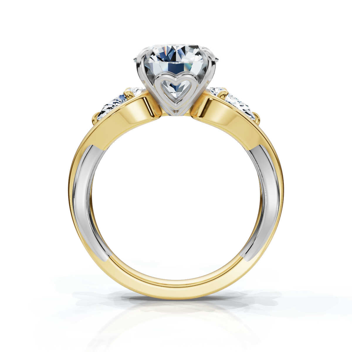 Solid Gold 2 CT Three Stone Lab Grown Diamond Engagement Ring