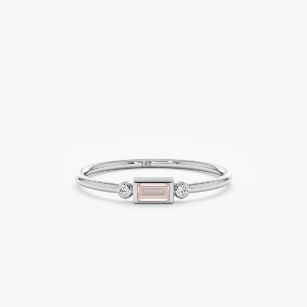 Solid Gold Diamond and Morganite Ring