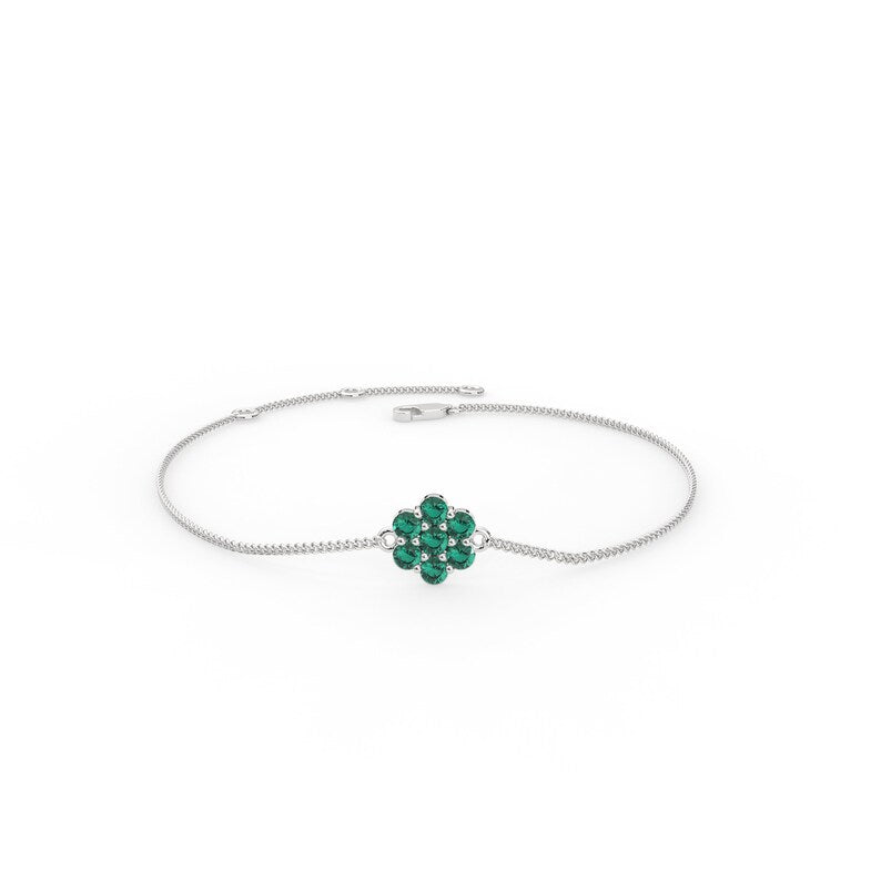 Solid Gold Natural Emerald Floral Bracelet