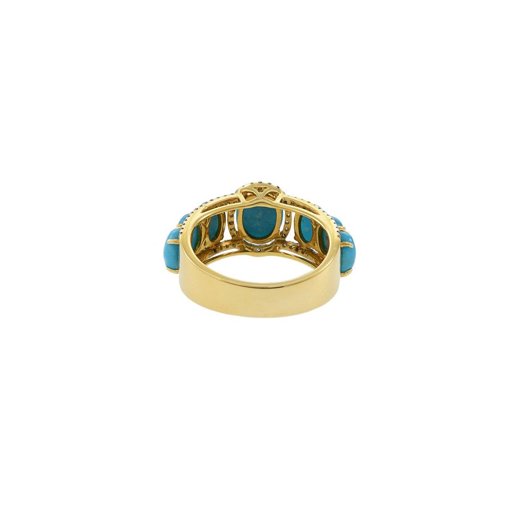 Solid Gold Turquoise and Diamond Ring (574921)