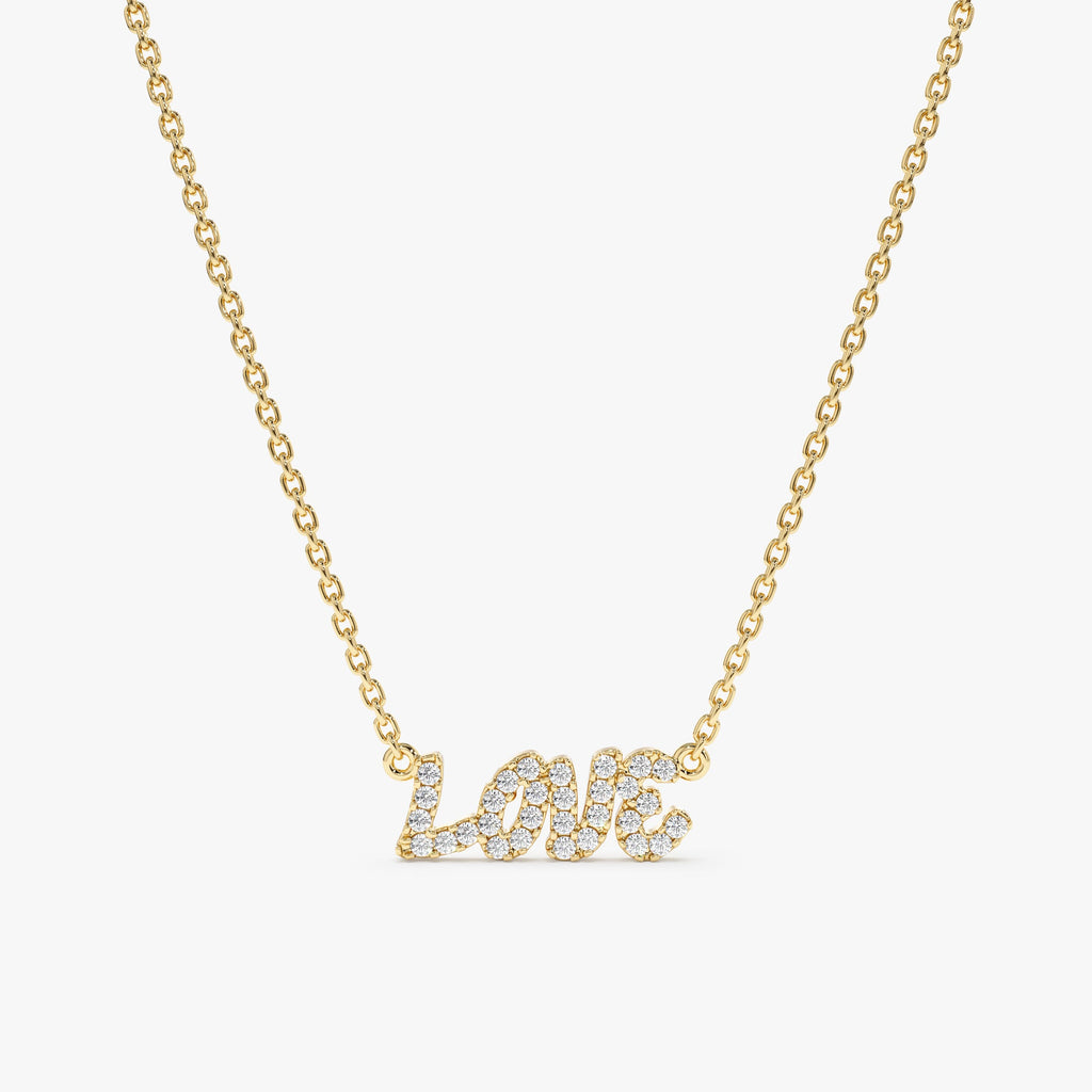Solid Gold Diamond LOVE Necklace