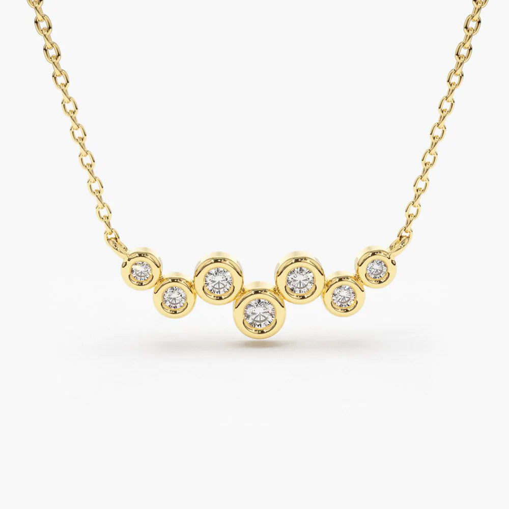Solid Gold Floating Diamond Bubble Necklace
