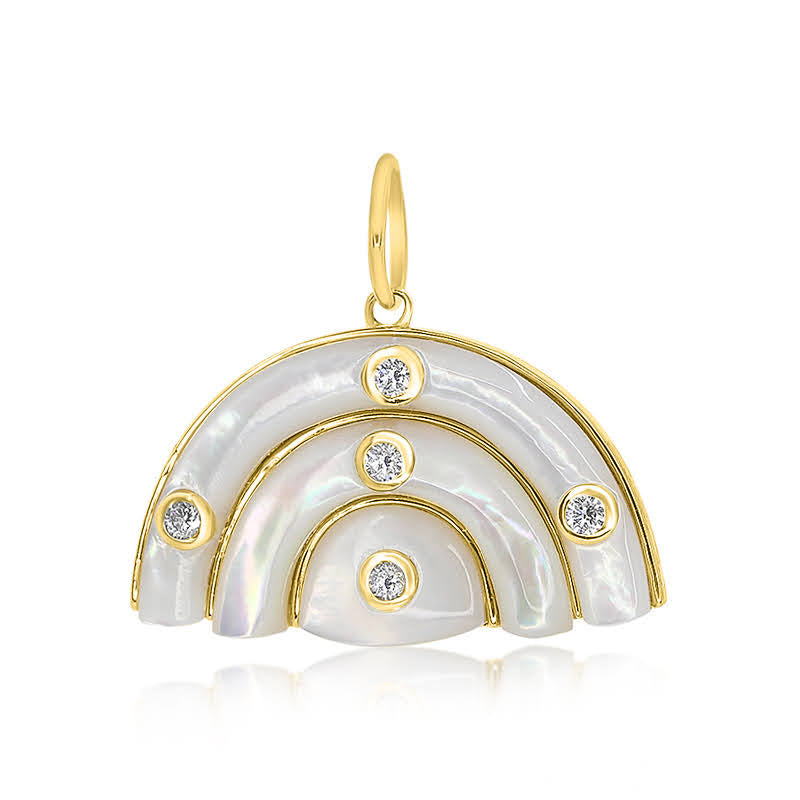 Solid Gold Diamond Mother of Pearl Cloud Pendant