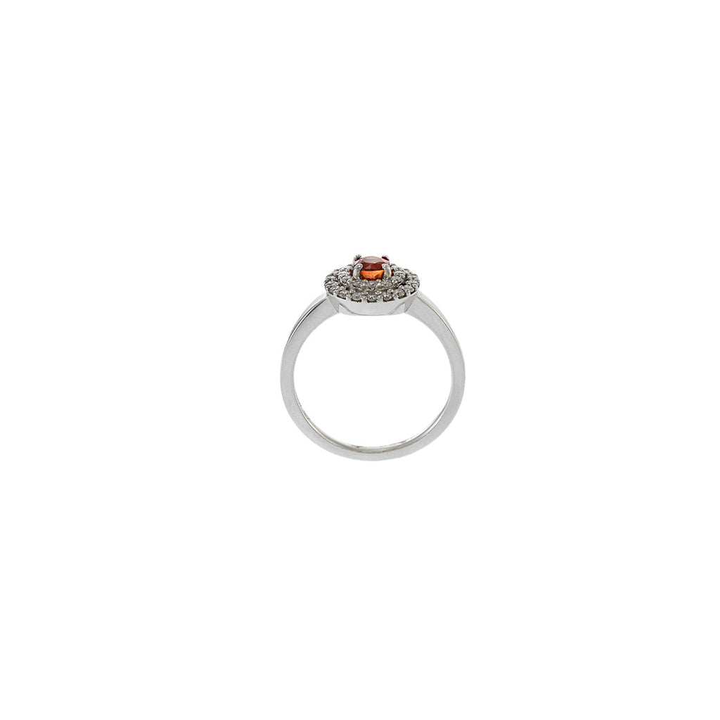 Solid Gold Orange Sapphire and Diamond Ring