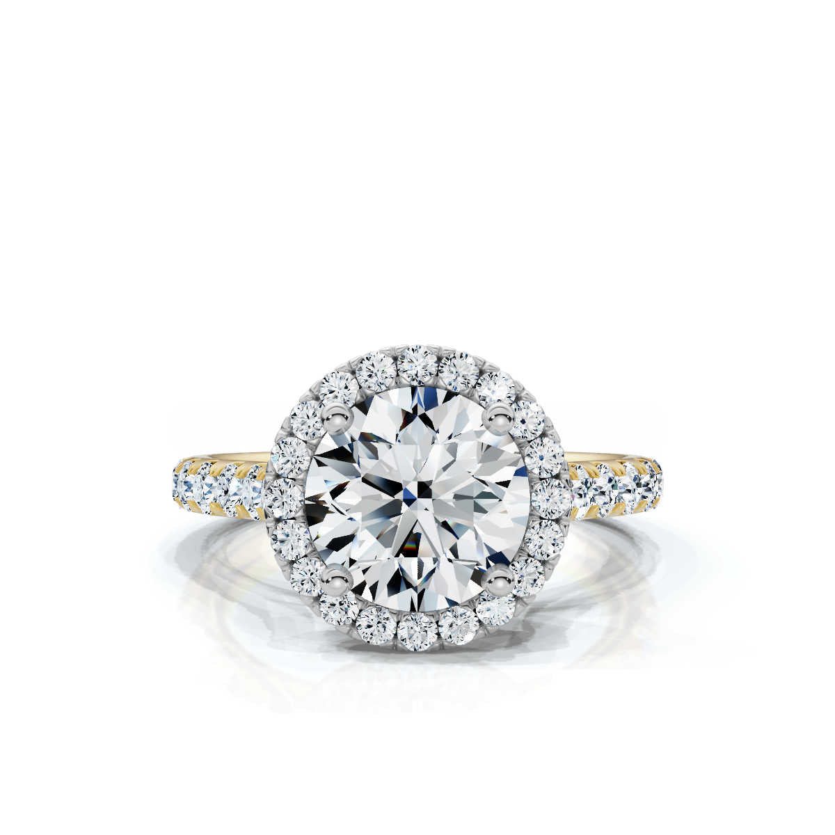 Solid Gold 2 CT Halo Lab Grown Diamond Ring (E0C4B4)