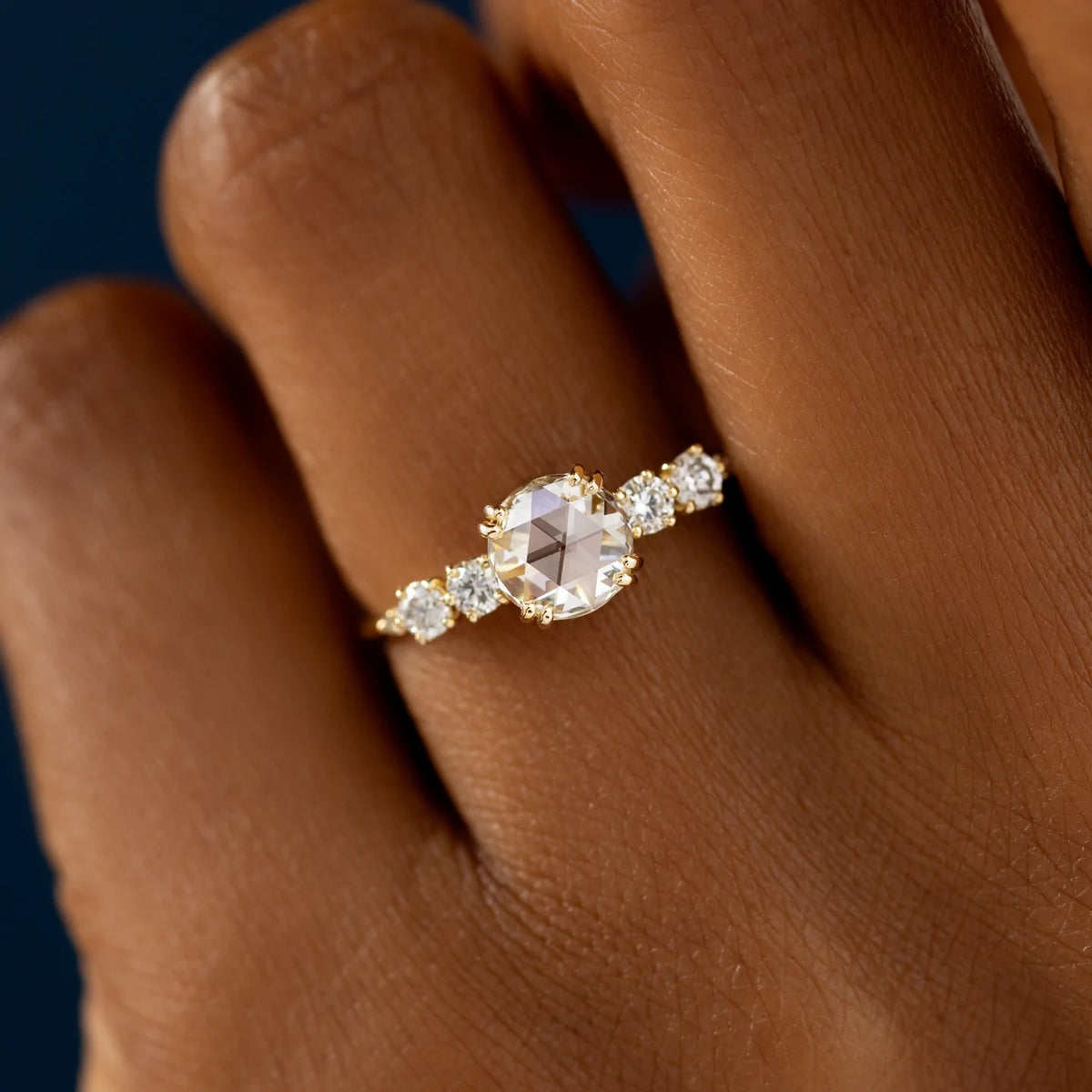 Solid Gold Rose Cut Diamond Ring