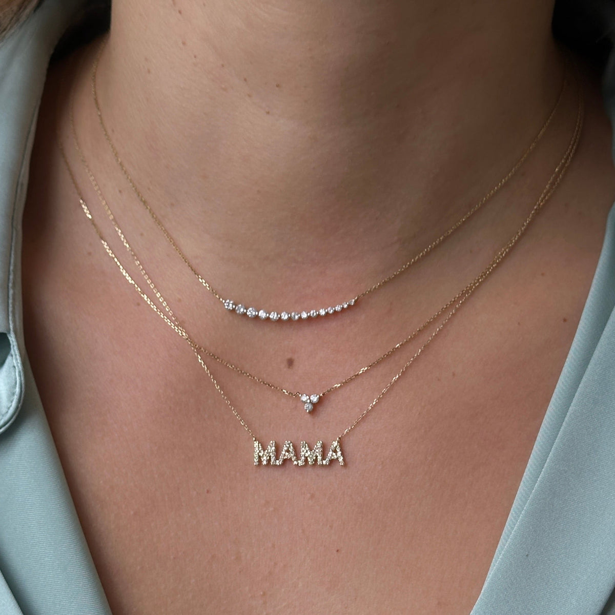 Solid Gold Diamond Trio Necklace (888113)