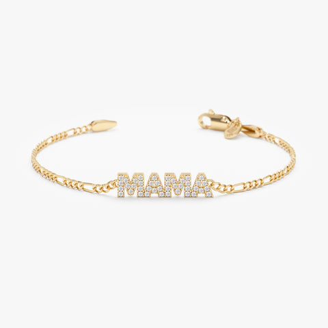 Solid Gold Custom Name Figaro Chain Bracelet (E2697E)