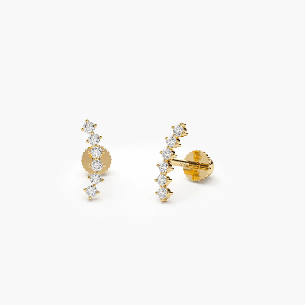 Solid Gold Curved Diamond Cluster Helix Piercing