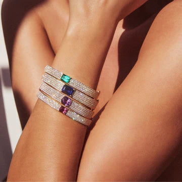 Solid Gold Pave Diamond Oval Bracelet