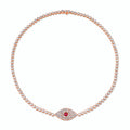 Solid Gold Diamond Evil Eye Choker With Ruby Eye