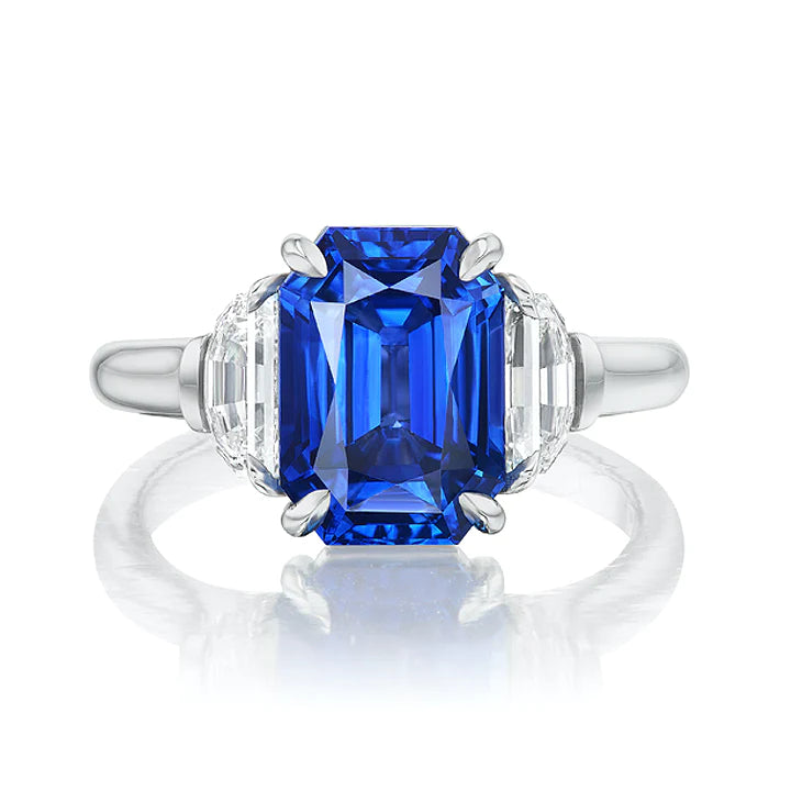 Solid Gold Natural Blue Sapphire Engagement Rings