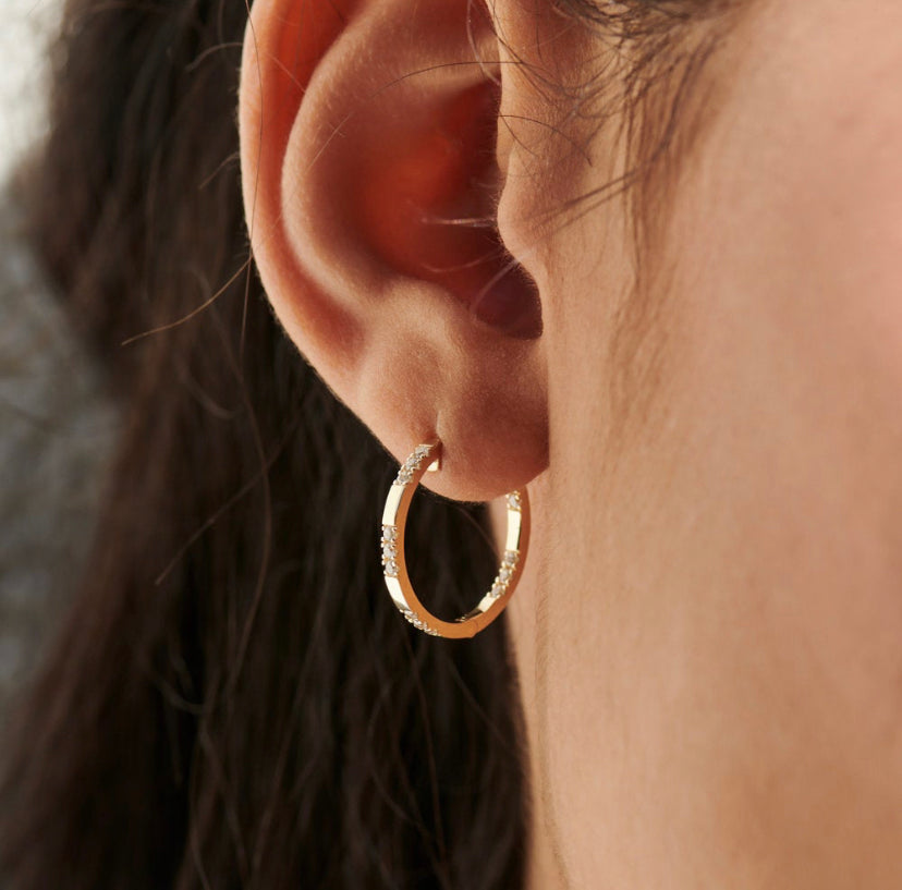 Solid Gold Diamond Hoop Earring (13227C)
