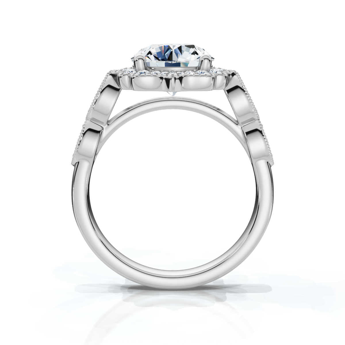 Solid Gold 2 CT Vintage Lab Grown Diamond Engagement Ring