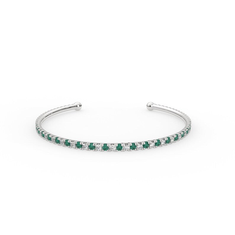 Solid Gold Emerald Cuff Bracelet