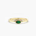 Solid Gold Marquise Emerald Eye Diamond Ring