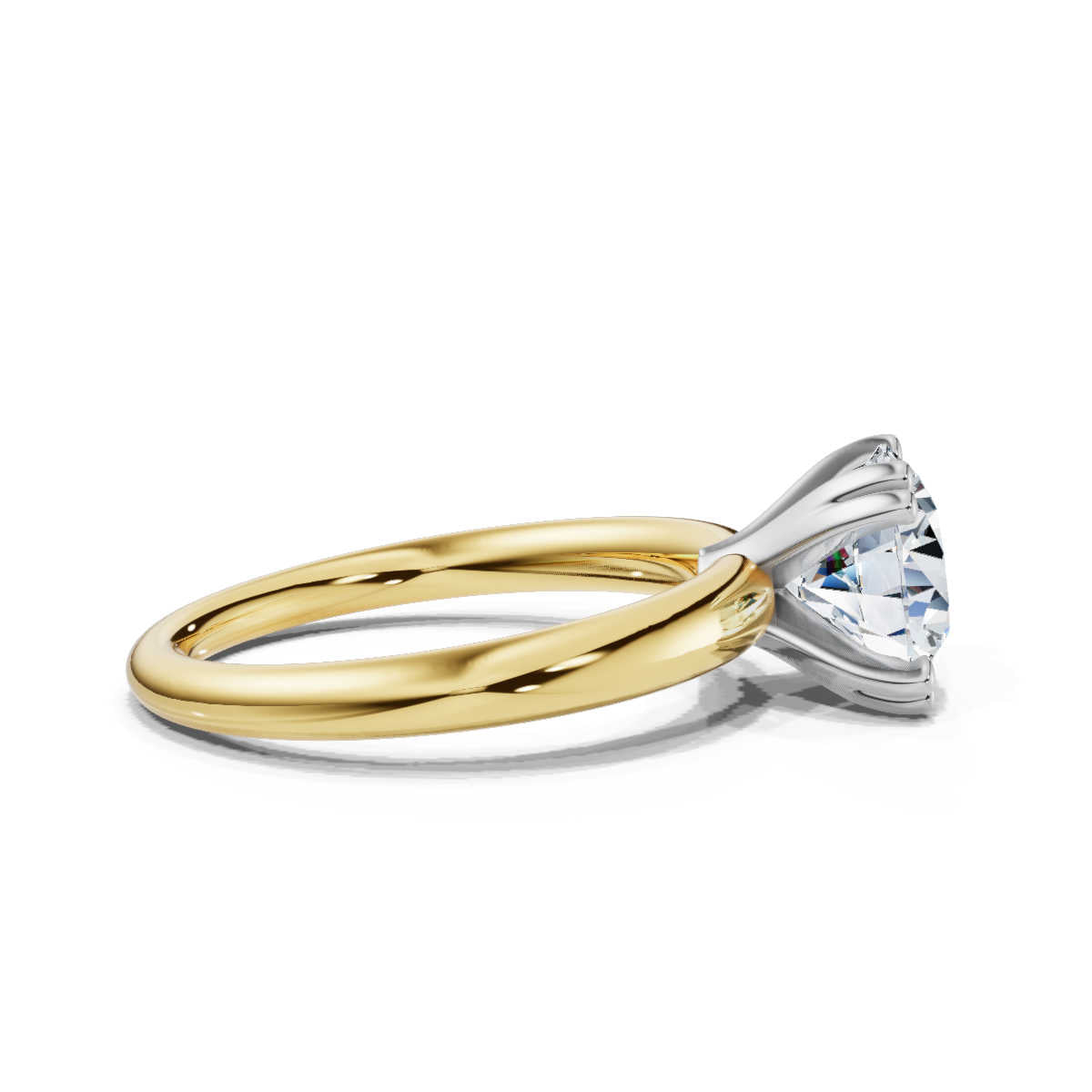 Solid Gold 2 CT Round Lab Grown Diamond Engagement Ring