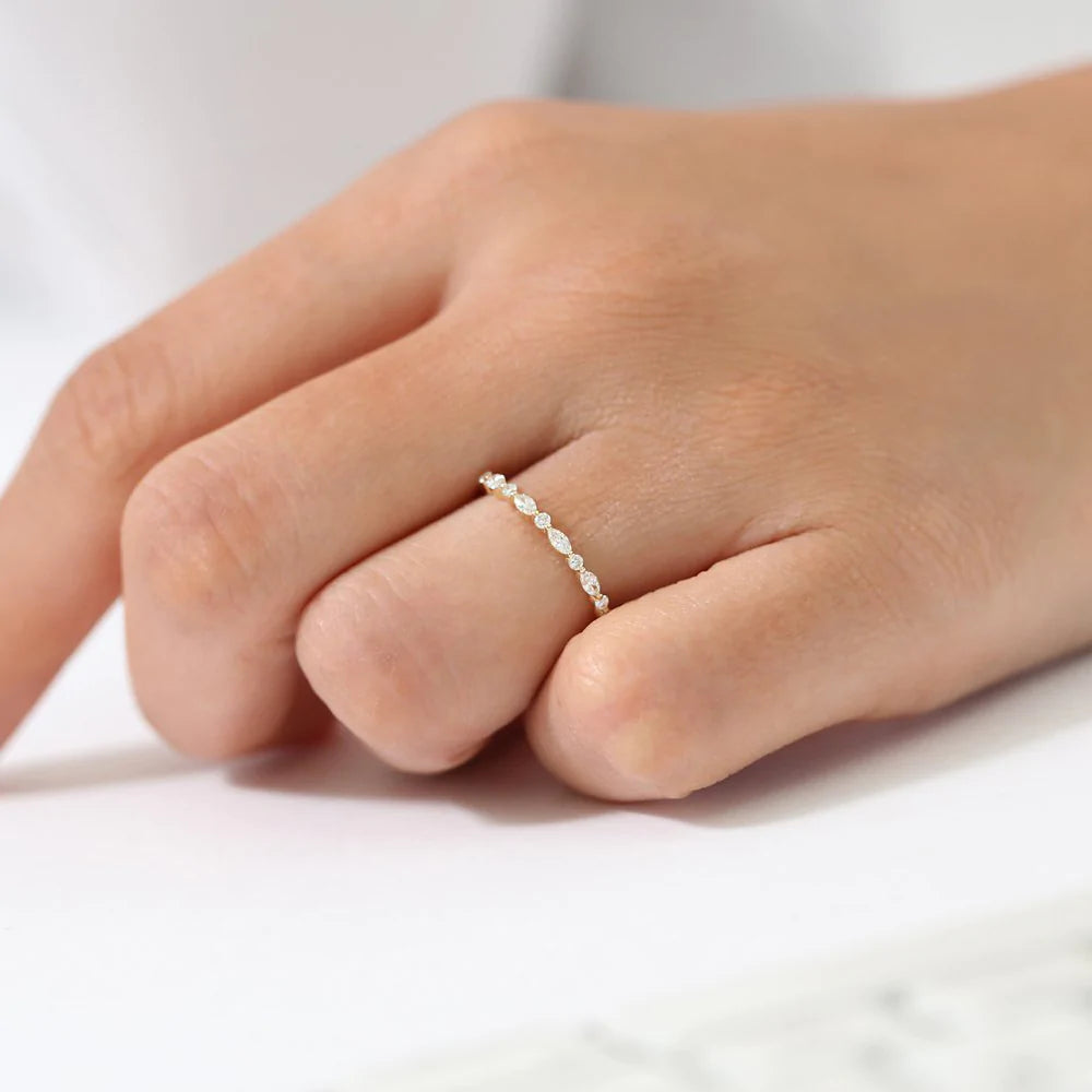 Marquise and Round Moissanite Ring, photo 4
