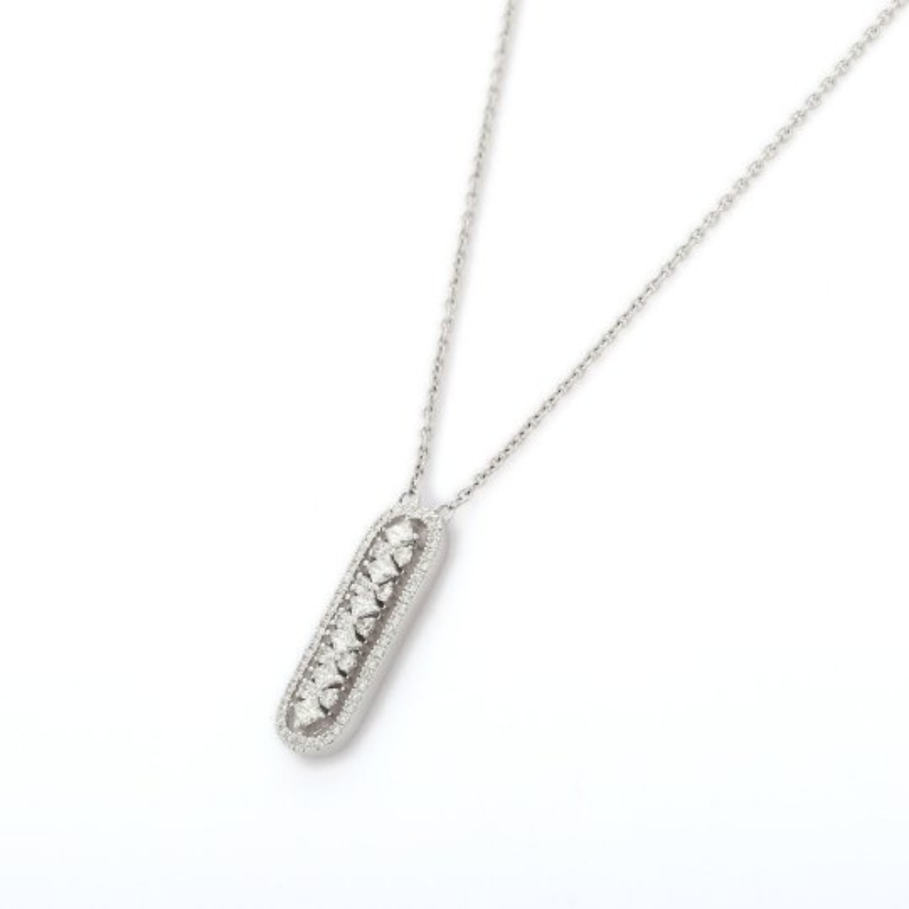 14K Solid Gold Diamond Bar Necklace - Style A