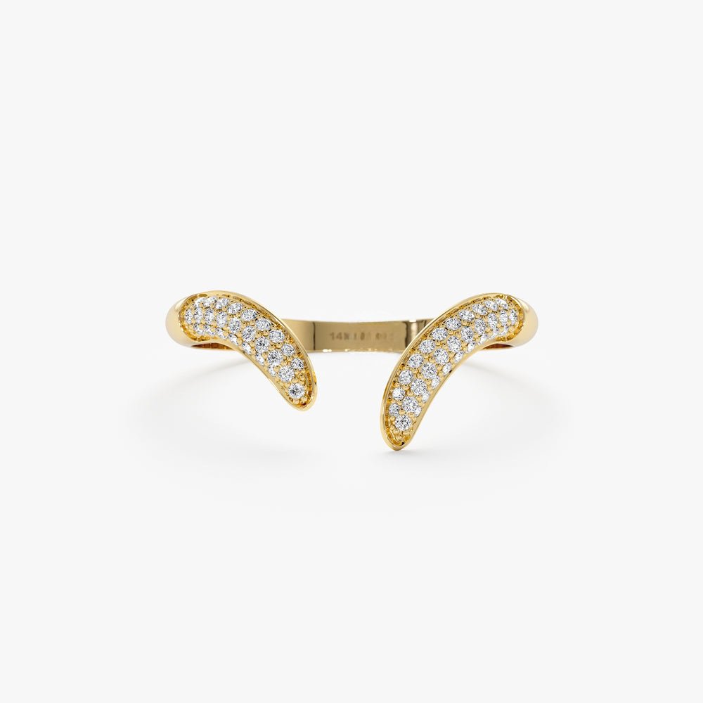 Solid Gold Pave Diamond Cuff Ring