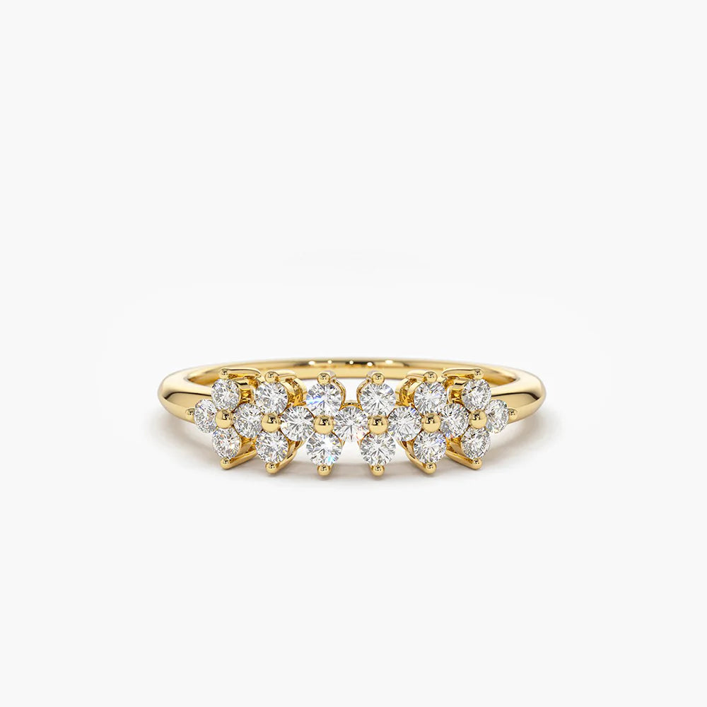 Solid Gold Diamond Cluster Anniversary Ring