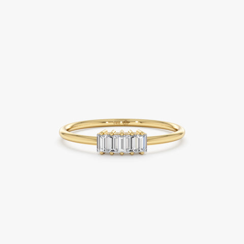 Solid Gold Baguette Diamond Cluster Ring (05B6BC)