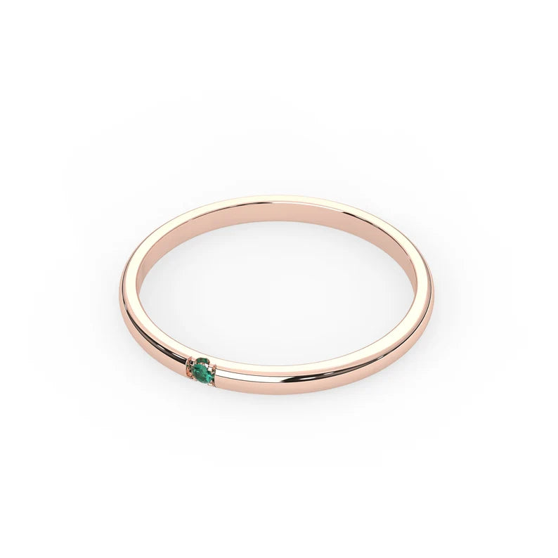 Solid Gold Single Emerald Band