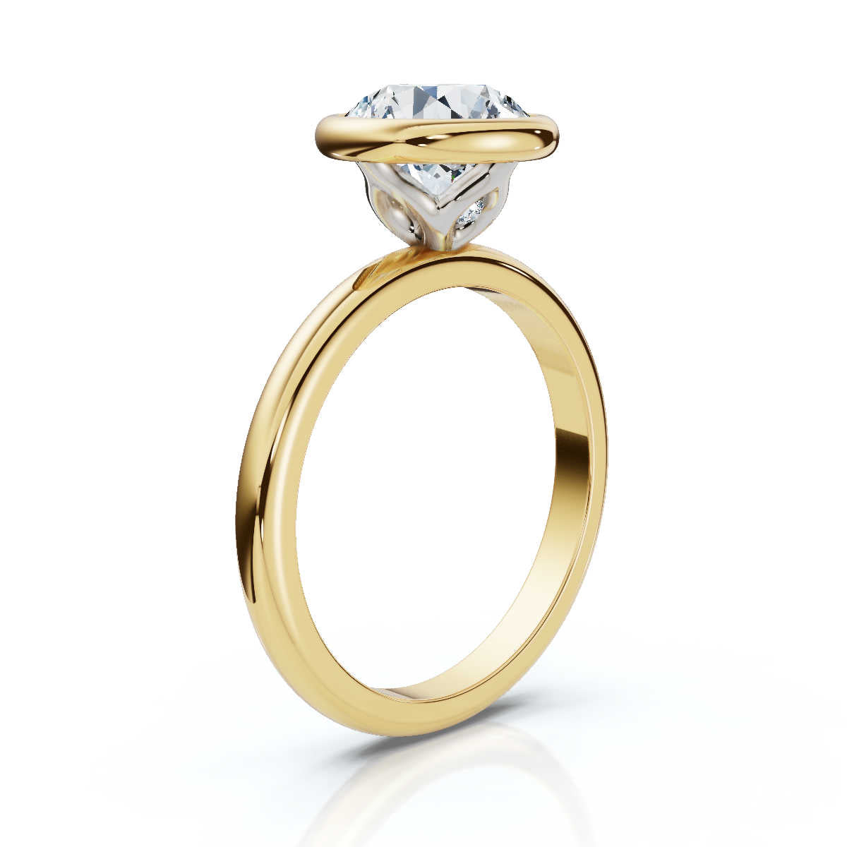 Solid Gold 2 CT Tulip Shape Lab Grown Diamond Engagement Ring